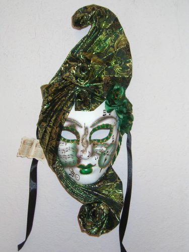 Venetian Art Deco Wall Mask – Female with Green Headdress