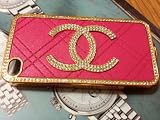 Luxury Designer Sparkling Swarovski PINK GOLD Cc Gold Trim Back Iphone 4/4s Case Hard Cover