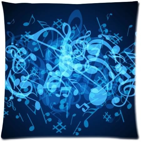 Personalized funny music notes pattern soft Satin bolster case pillowcase,Zipper pillow cases 18"(W)x18"(L)twin sides