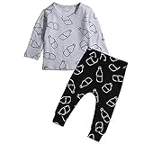 MIOIM ベビー シャツ 長袖 ロングパンツ 女の子 男の子 上下セット 冷房対策 綿混紡 milk ボルト 柄 白 黒 可愛い 70 80 90 100 110 cm