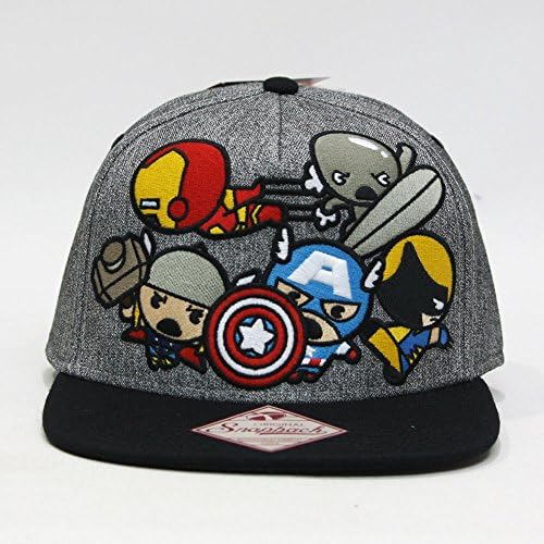 Marvel Kawaii Villains and Kawaii Group Adjustable Snapback Cap (Group Gray)