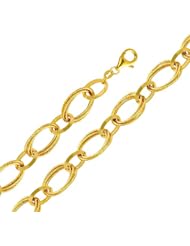 14K Yellow Gold Fashion Link Bracelet with Lobster Claw Clasp - 8" Inches