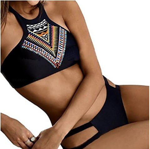 PORPER Women Swimsuit Bathing Suit Brazilian High Neck Ethnic Design Bikini Set