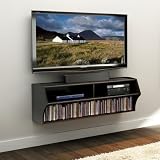 Prepac Altus Black Wall Mounted A/V Console
