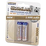 Ultralast UL-2AA2600 Rechargeable NiMH Battery Retail Packs