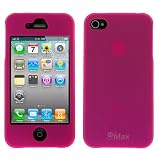 GTMax Hot Pink Hard Rubber Snap On Crystal Cover Case for Verizon CMDA / AT&T GSM Apple iPhone 4S 4 4G 16GB / 32GB 4th Generation