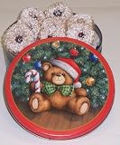 Gourmet Food : Scott's Cakes 1 lb. Christmas Tree Cookies in a Teddy Bear Tin