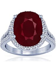 14K White Gold Cushion Cut Ruby Ring With Sidestones (GIA Certificate)