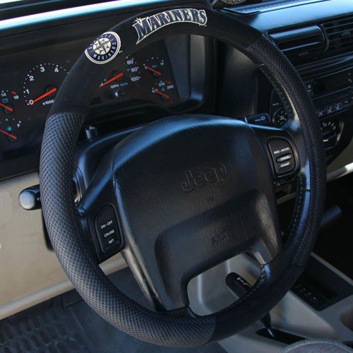 Seattle Mariners Black Poly Suede & Mesh Steering Wheel Cover