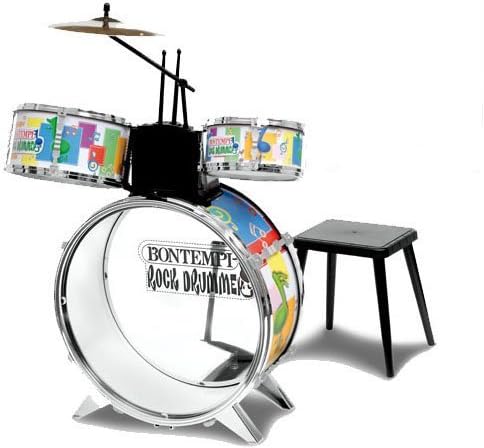 Rock Drum Set with Stool and Foot Pedal, 2 Side Drums, Cymbal and Drumsticks