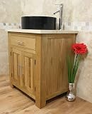Solid Light Oak Bathroom Vanity Set with Black Granite Sink 502-MB-BG026