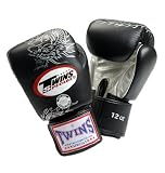 Twins Muay Thai Boxing Gloves - Black Silver Dragon Size 14oz