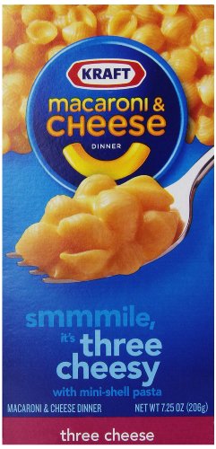 Kraft macaroni and cheese, three cheese, 7.25-ounce box…