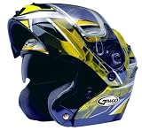 Gmax GM54S Yellow Throttle Graphic Modular Snow Helmet Dual Lens