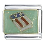 Usa History Book Flag Italian Charms Bracelet Link