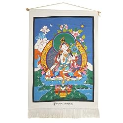 Buddha Wall Art: Large Printed White Tara Wall Hanging