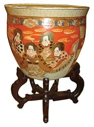Gold filigree Chinese Immortals fishbowl - porcelain