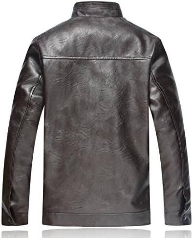 Erechtheus Men's Fur-lined Detail Faux-Leather Jacket (X-Small, Dark Brown)