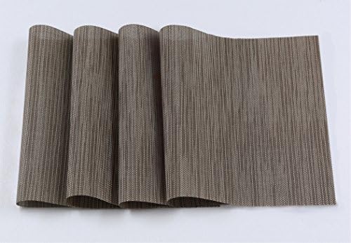 CASLIFE Dining Table Woven PVC Placemat Easy to Clean Tweed Coffee Set of 4