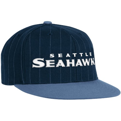 NFL Men's Seattle Seahawks End Zone Flat Visor Flex Hat - Tw84Z (Navy, Small/Medium)