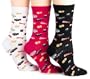 Hot Sox Women's Sushi Trouser Sock, Black, White, Bright Pink, 3-Pack