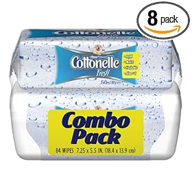 Cottonelle Fresh Folded Moist Wipes Pop-Up Tub/Refill Combo, 84 Wipes (Pack of 8)