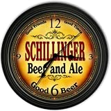 Schillinger 's Beer and Ale Black Cascading Pub Style Wall Clock