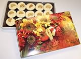 Scott's Cakes 1 lb. White Chocolate Cashew Cluster in a Fall Leaf Box