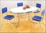 Set of 2 Blue 50's Retro Nostalgic Style Dining Chairs w/Chrome Plating