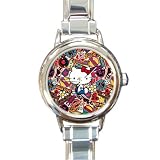 Round Italian Charm Watch of Hello Kitty Pop Art