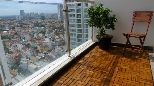 Solid Acacia Decking Tiles, 12 slats, Made in Vietnam, box of 9