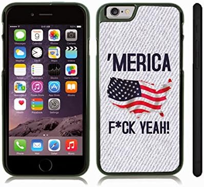 iStar Cases® iPhone 6 TPU Skin Cover with "Merica F*ck Yeah" American Flag Design , Rubber Grip, Slip-on TPU Soft Case (Black)
