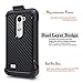 LG Sunset L33L Case, NageBee - LG Sunset L33L Hybrid Armor Stand Case Rugged Layered Design Carbon Fiber with Holster Belt Clip for LG Sunset L33L (Carbon Fiber Holster Black)
