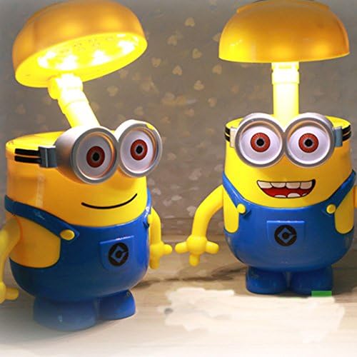 Minions Money Piggy Bank & LED Rechargeable Desk Lamp，Dimmable Table Light Night light and Cute Cartoon Money Holder Piggy Bank,Hands Rotatable (Smile)
