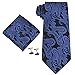 Coxeer® Men's Paisleyc Prom Necktie Sets :Cufflinks+pocket Square+cufflinks (Deep Blue)