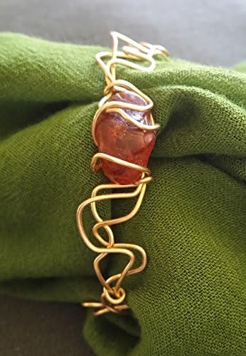 Lace Gold Wire-Wrapped AMBER Bangle Bracelet