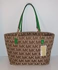 Michael Kors Jet Set Chain Item Tote Signature Jacquard Beige/Palm