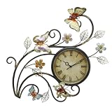 Contemporary Butterfly Metal Wall Art with Clock