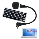 Black Soft Keyboard Silicone Cover + Clear Screen Protector + 3.5mm Mic for Apple Macbook 13.3 Laptop