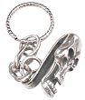 Skull Silver Tone Pewter Ring Pocket Clip Keychain Key Chain