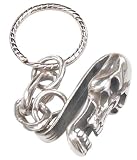 Skull Silver Tone Pewter Ring Pocket Clip Keychain Key Chain - B00065G1WK