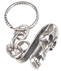 Skull Pewter Ring Pocket Clip Keychain Key Chain