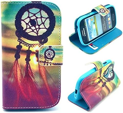 S3 Mini Case (Not for Regular S3 Case),Galaxy S3 Mini Case, Welity Retro Dream Catcher PU Leather Wallet Type Magnet Design Flip Case Cover Credit Card Holder Pouch Case for Samsung Galaxy S3 Mini i8190 and one gift