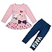 Peppa Pig Little Girls Spring Fall Long Sleeve Cartoon Embroidery Embroidered Stitching Cotton Pants (Set of 2 Pieces),Pink,5 (4/5Y)