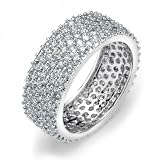 Bling Jewelry Five Row .925 Sterling Silver Micro Pave Cubic Zirconia Eternity Band