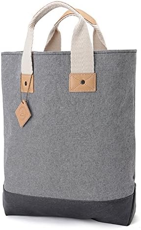 Byseries Men's Casual Grey White Canvas Tote Bag