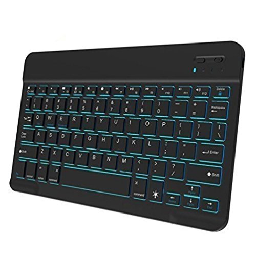 Jelly Comb Backlit 7-Colors Wireless Bluetooth Keyboard with Tablet Stand for iOS, Android, Windows Tablets