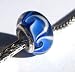 Murano Style Glass Lampwork 925 Bead Fits Pandora Dk Blue with Lt Blue Paisley, 14mm (1)