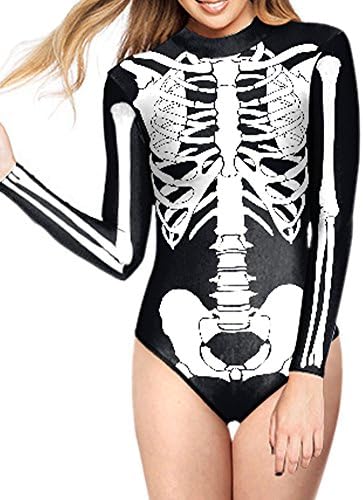CinCr8® Women's Fashion Skeleton Printed Swimsuit High Neck Beach Swimwear