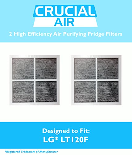 2 LG LT120F Air Purifying Fridge Filters, Part # ADQ73334008 & ADQ73214404, Designed & Engineered by Crucial Air
